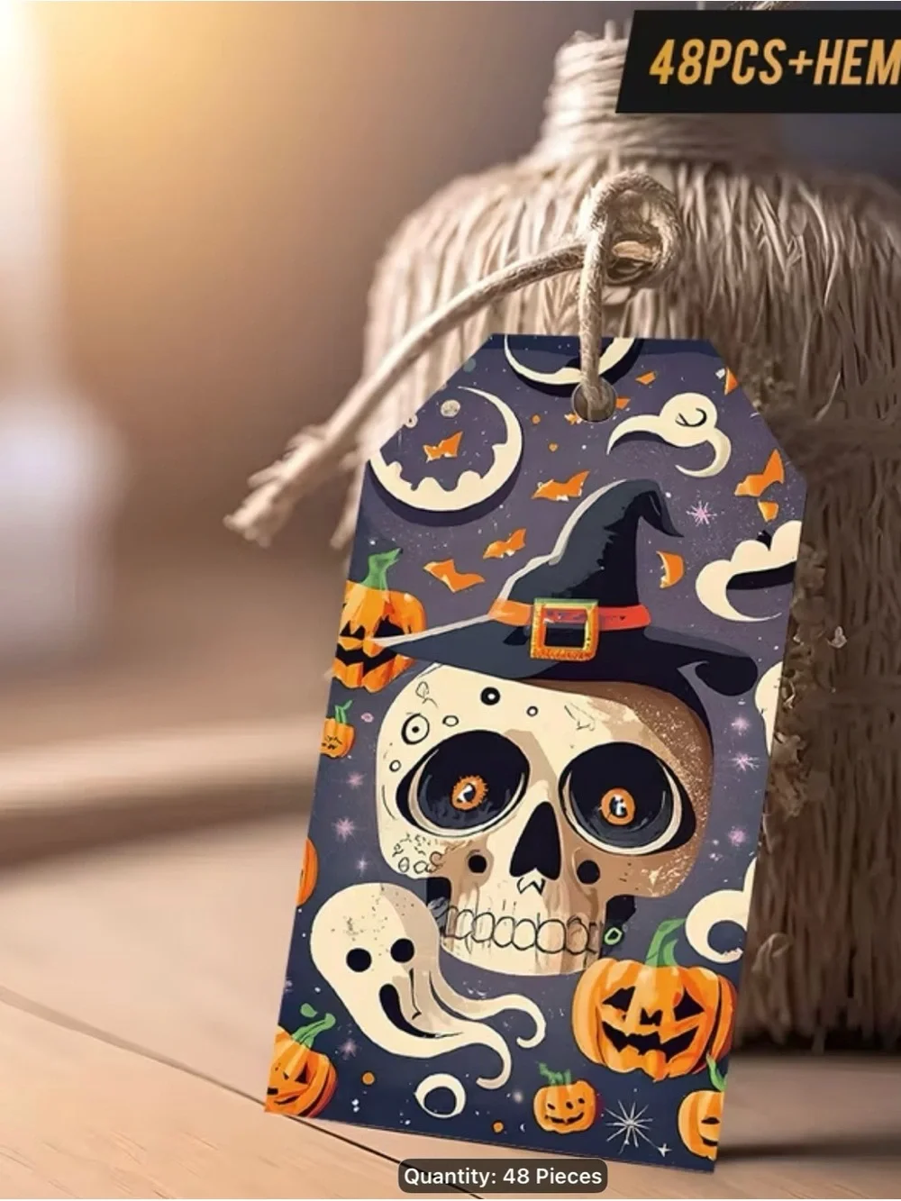 Halloween Skull & Pumpkin Gift Tags  - 48 pcs set